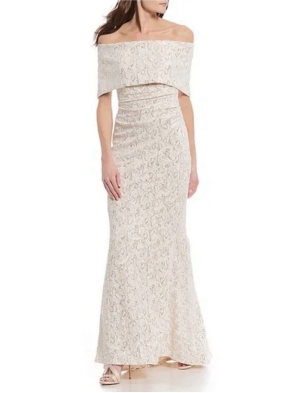 Vince Camino Off-Shoulder Ivory Lace Evening Gown